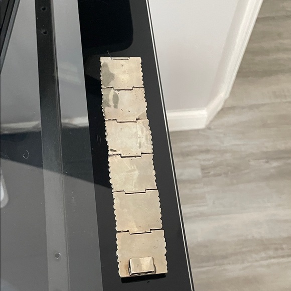 Vintage Silver Bracelet with Green Stones -Mexico - Picture 2 of 9